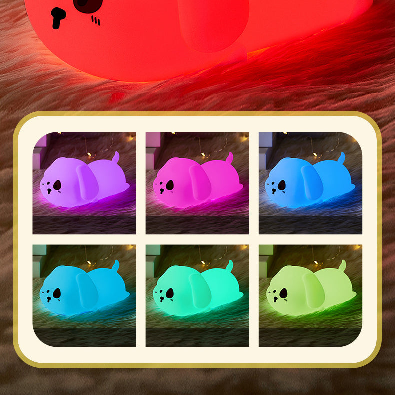 MeWaii® Adorable Puppy Night Light LED Squishy Silicone Tap Lamp Best Gift for Baby and Girl