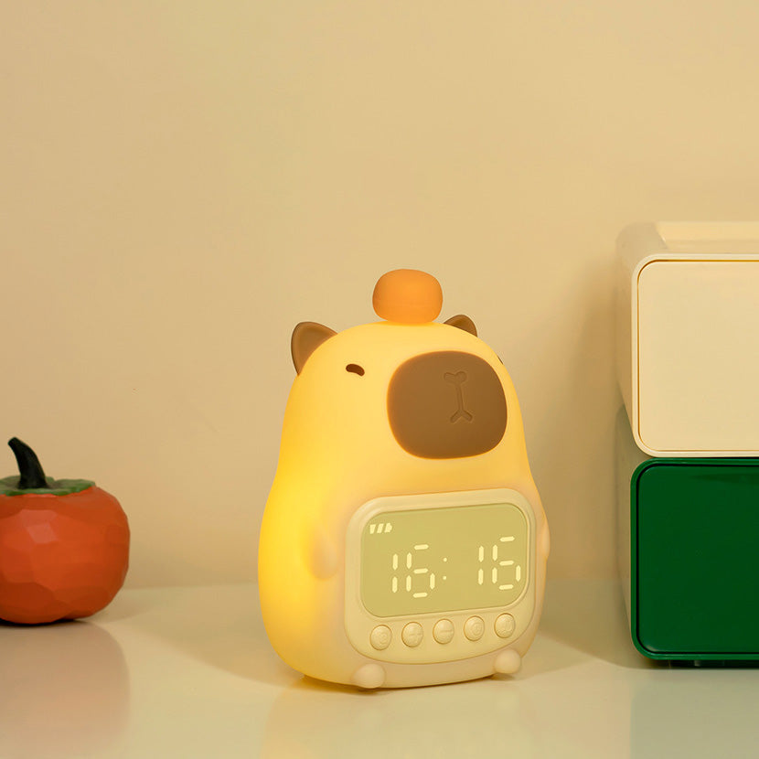 MeWaii® Squishy Silicone Capybara Alarm Clock LED Night Light - Perfect Gift for Kids and Girls