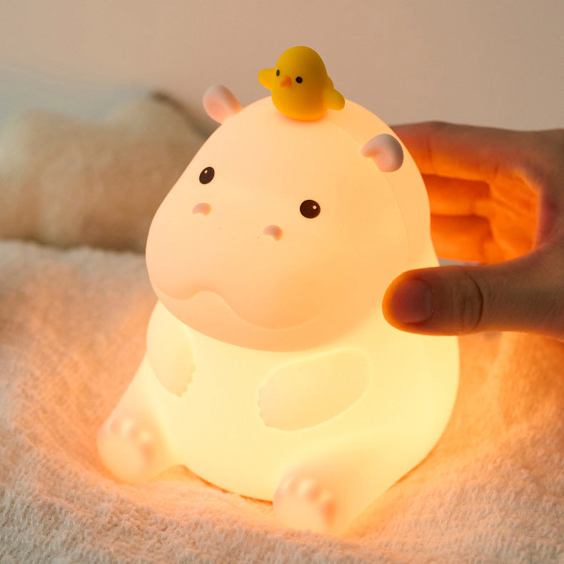 MeWaii® Hippo with Duck Adorable Squishy Silicone Night Light Perfect Gift