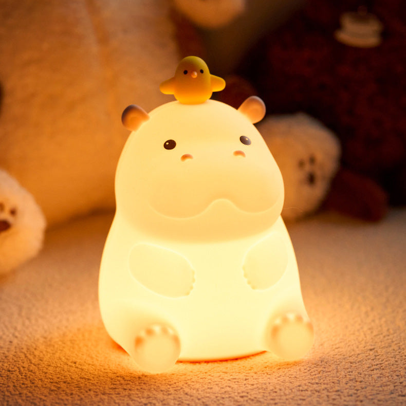 MeWaii® Hippo with Duck Adorable Squishy Silicone Night Light Perfect Gift
