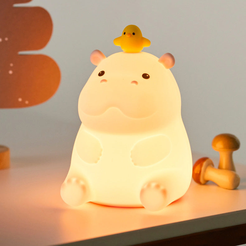 MeWaii® Hippo with Duck Adorable Squishy Silicone Night Light Perfect Gift