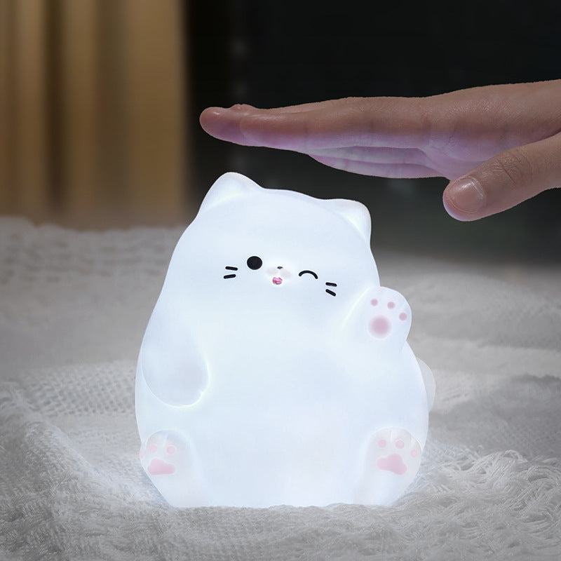 MeWaii® Squishy Silicone Waving Cat LED Night Light - Perfect Gift for Kids and Girls