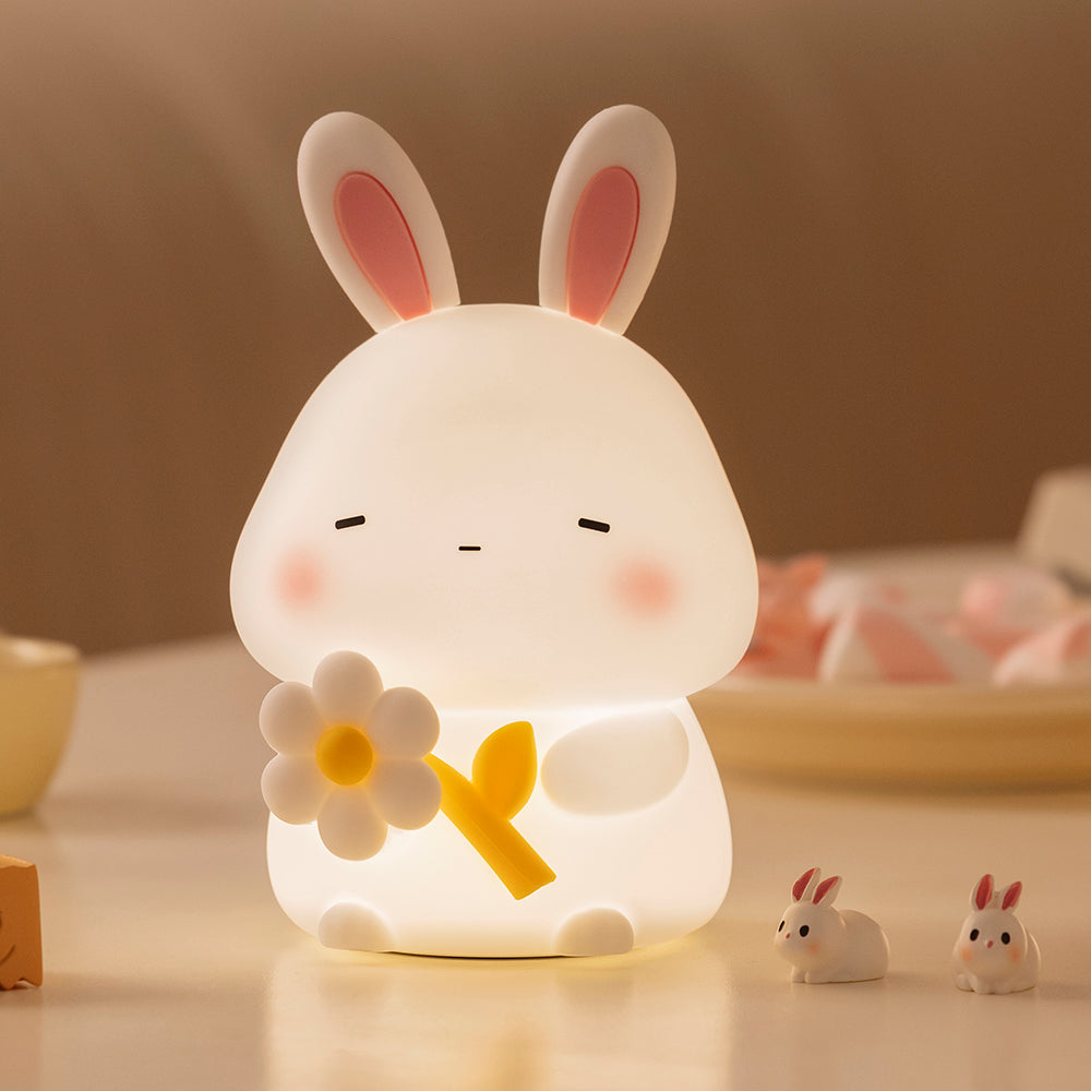 MeWaii® Squishy Silicone Sleepy Bunny LED Night Light - Perfect Gift for Kids and Girls