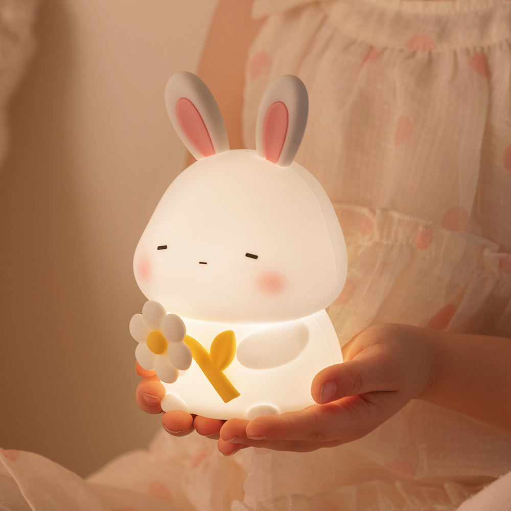 MeWaii® Squishy Silicone Sleepy Bunny LED Night Light - Perfect Gift for Kids and Girls