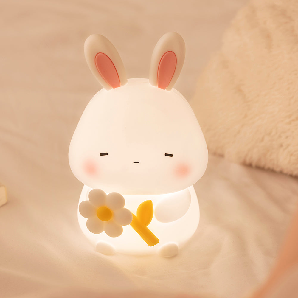 MeWaii® Squishy Silicone Sleepy Bunny LED Night Light - Perfect Gift for Kids and Girls