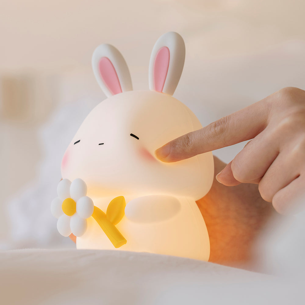 MeWaii® Squishy Silicone Sleepy Bunny LED Night Light - Perfect Gift for Kids and Girls