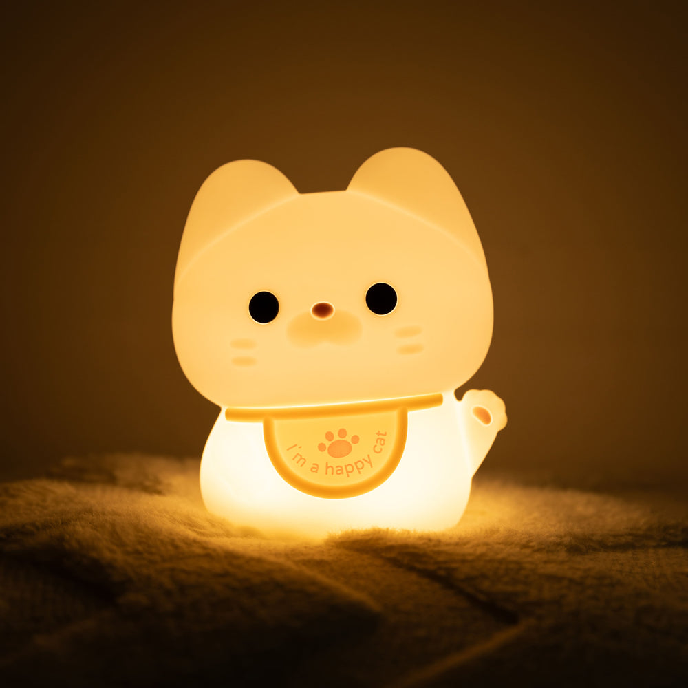 MeWaii® Squishy Silicone Happy Cat LED Night Light - Perfect Gift for Kids and Girls